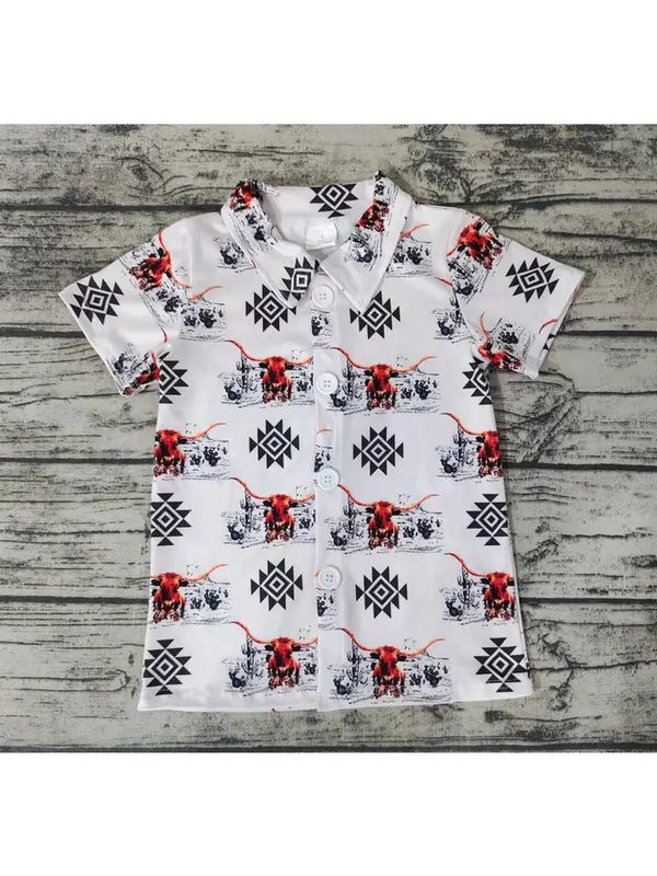 Toddlers Western Cow Button Up Shirt