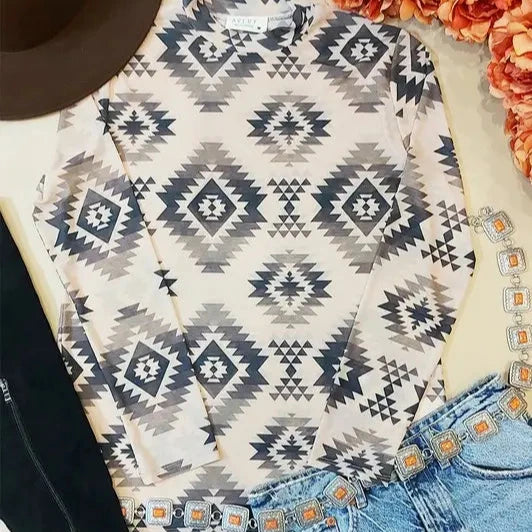 Aztec Semi Sheer Top - Avery