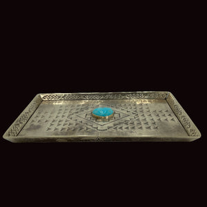 Medium Stamped Tray W/Turquoise - J. Alexander