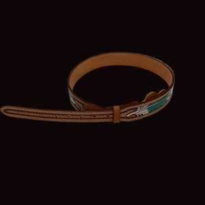 Hamley Basket Weave W/Feathers Tapered Belt