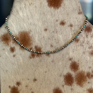 Turquoise Heishi & Sterling Pearl  - Z Bars