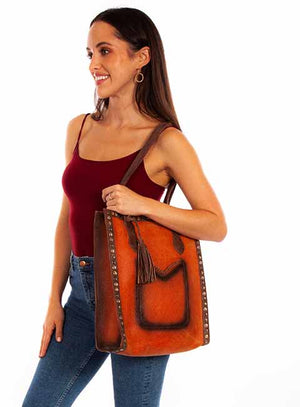 Women's Large Handbag with Leather Tassel - Scully