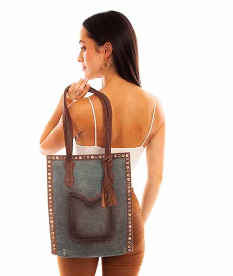 Large Handbag with Leather Tassel - Scully