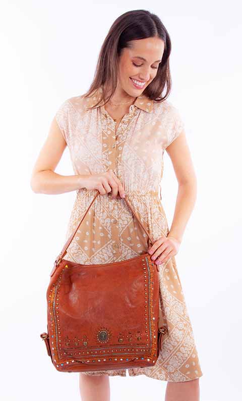 Large Leather Bucket Handbag - Scully