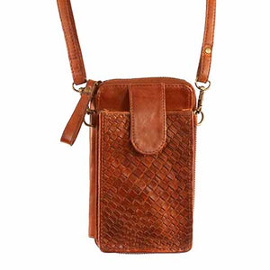 Women's Compact Leather Phone Handbag - Scully