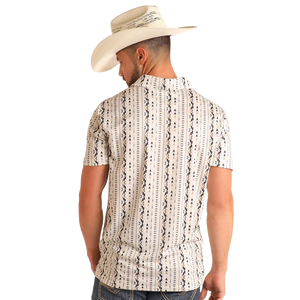 Men's Striped Aztec Print Polo - Rock & Roll Denim