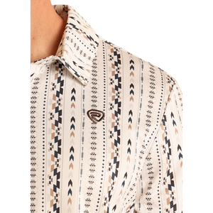 Men's Striped Aztec Print Polo - Rock & Roll Denim