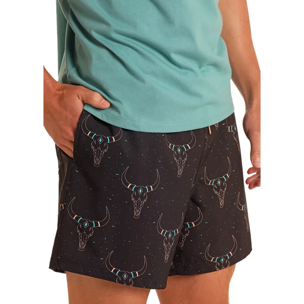 Men's Longhorn Print Volley Swim Shorts - Rock&Roll Denim