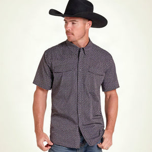 Men's Tek Core Black Micro Geo Shirt - Panhandle Slim