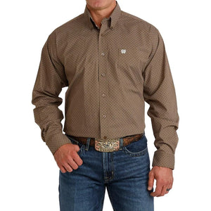 Men's Brown Geometric Print Shirt - Cinch