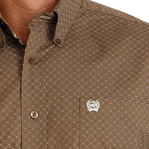 Men's Brown Geometric Print Shirt - Cinch