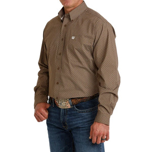 Men's Brown Geometric Print Shirt - Cinch