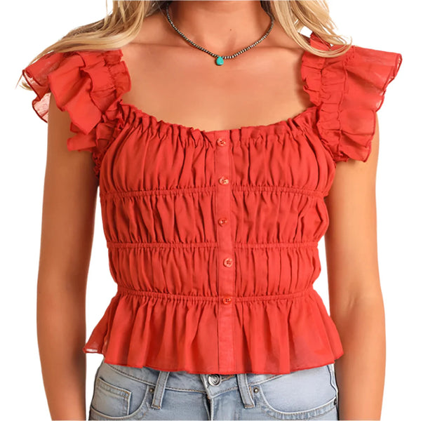 Women's Ruched Peplum Top - Rock & Roll Denim