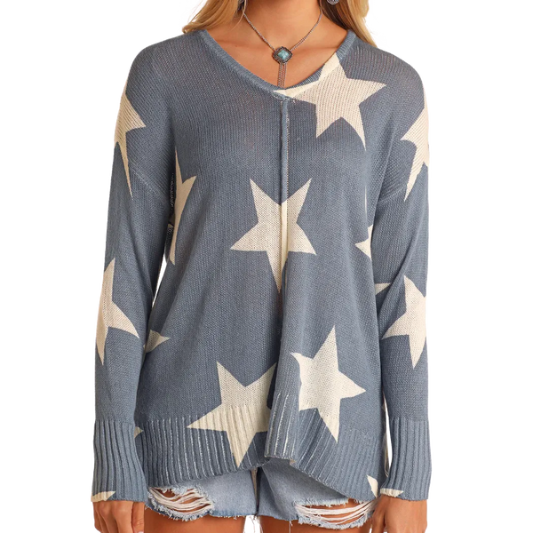 Women's Star Print Sweater - Rock & Roll Denim
