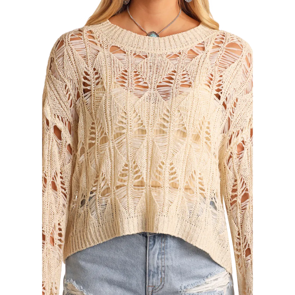 Women's Open Knit Sweater - Rock&Roll Denim