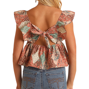 Women's Patchwork Flutter Tank - Rock & Roll Denim