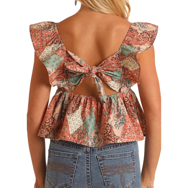 Women's Patchwork Flutter Tank - Rock & Roll Denim