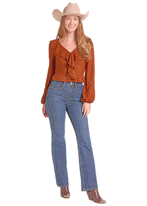 Textured Ruffled LS Top - Rock & Roll Denim