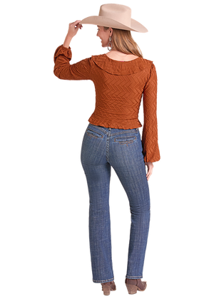 Textured Ruffled LS Top - Rock & Roll Denim