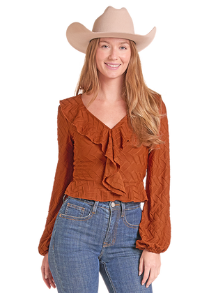 Textured Ruffled LS Top - Rock & Roll Denim