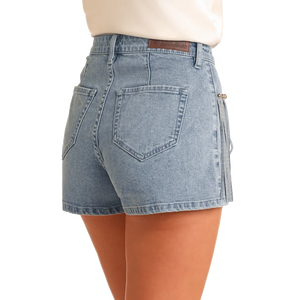 Women's Extra Stretch Studded Fringe Shorts - Rock & Roll Denim