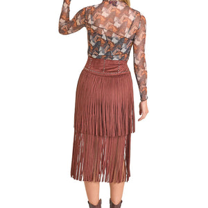 Women's Microsuede Fringe Skirt - Rock & Roll Denim