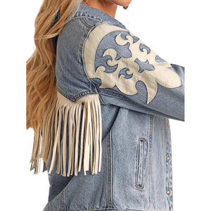 Women's Ivory Pleathr Fringe Jacket - Rock & Roll Denim