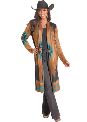Aztec Knit Duster - Rock & Roll