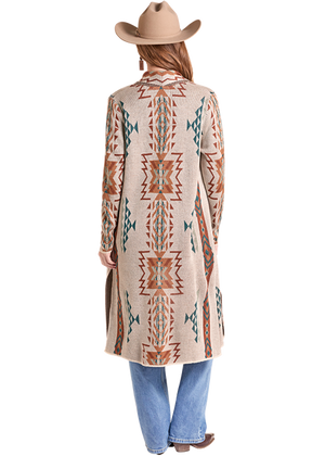 Aztec Knit Duster Cream - Rock & Roll