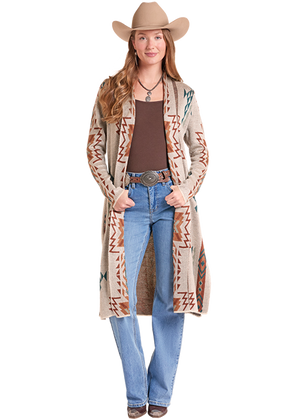Aztec Knit Duster Cream - Rock & Roll