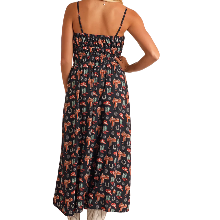 Women's Western Print Midi Dress - Rock & Roll Demin Hamley Western Store Women's Western Print Midi Dress - Rock & Roll Demin Hamley Western Store