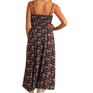 Women's Western Print Midi Dress - Rock & Roll Demin