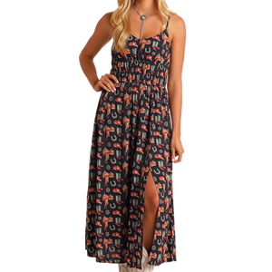 Women's Western Print Midi Dress - Rock & Roll Demin