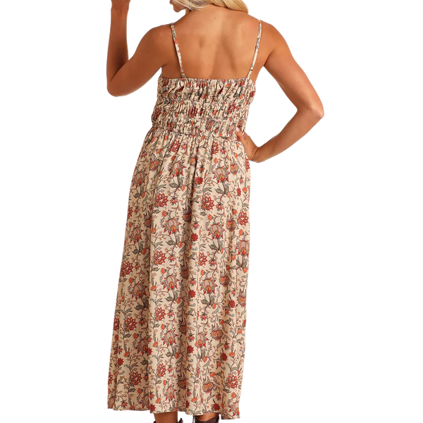 Women's Floral Print Midi Dress - Rock & Roll Demin