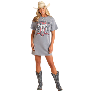 Women's Ramble On Tee Dress - Rock & Roll Denim