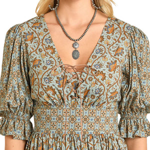 Women's Mixed Print Dress- Rock & Roll Denim