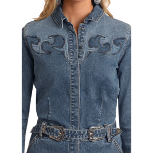 Women's Retro Denim Romper  - Rock & Roll Denim
