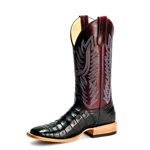 Women's Black Caiman Wine Boot - Macie Bean