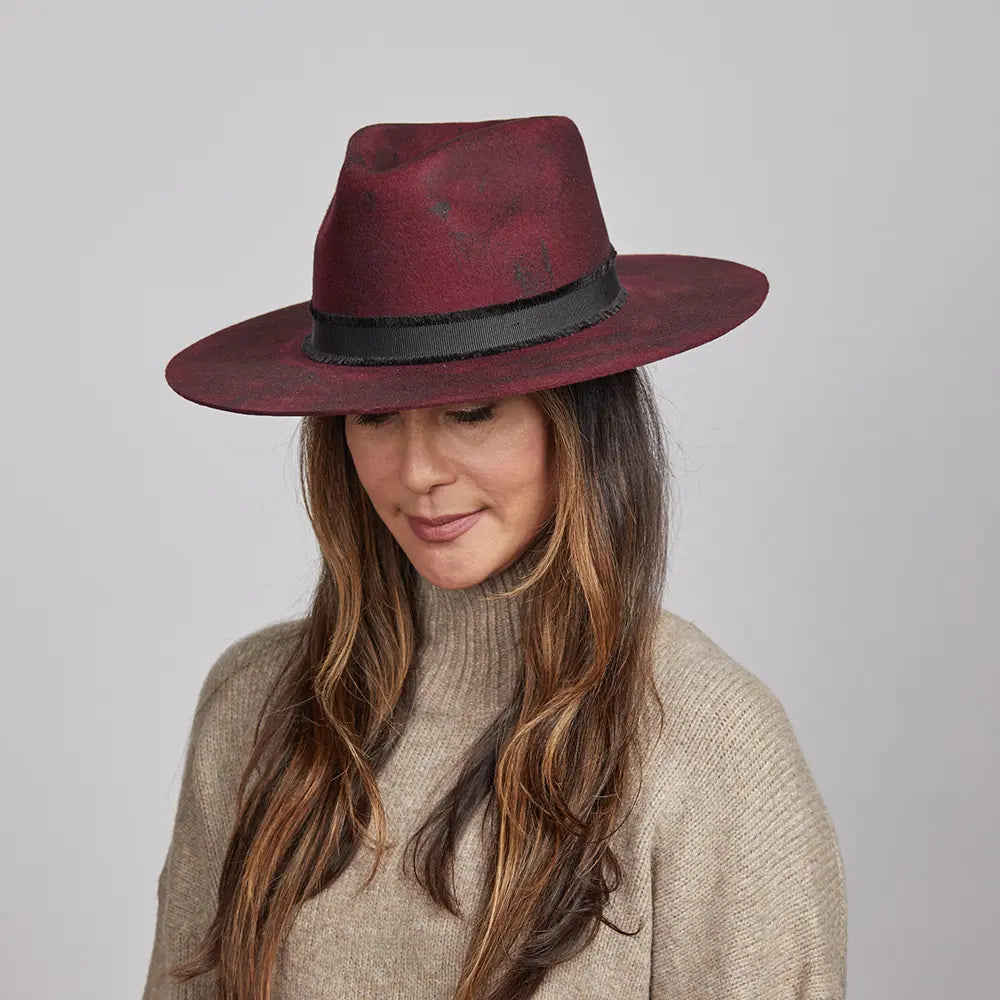 Cowboy Hat Fedora Felt Hat Womens Felt Hat Maroon Hat Womens