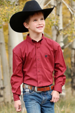 Boy's Red Long Sleeve Button Shirt - Cinch