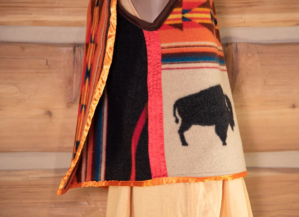 Buffalo with Orange Bias Vest-Hamley Western Store