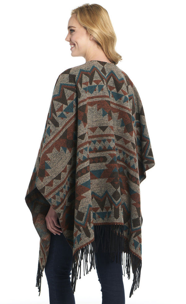 Poncho with Fringe - Sidran