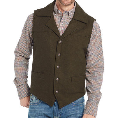 Men's Forest Green Wool Vest - Cripple Creek