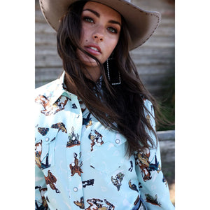 Women's L/S Cowboy Print Shirt - Cruel Girl