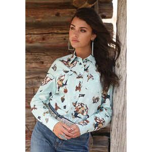 Women's L/S Cowboy Print Shirt - Cruel Girl