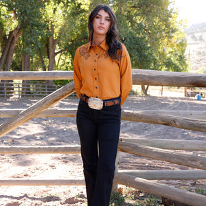 Women's Copper Western Embroidered Shirt - Cruel Girl