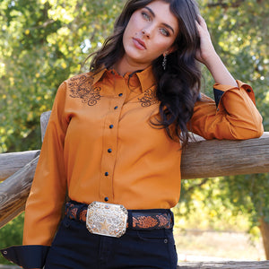 Women's Copper Western Embroidered Shirt - Cruel Girl