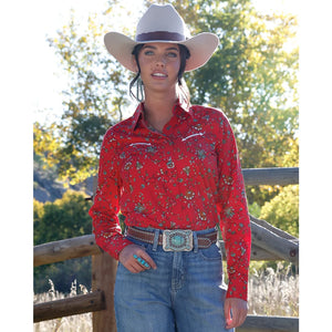 Women's Red Long Sleeve Western Snap Shirt - Cruel Girl