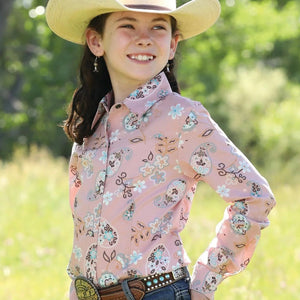 Girl's Denim Floral Button Up Shirt - Cruel