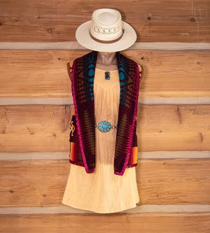 Chief Joseph Wool Purple Bias Vest - Abalone Reigh-Hamley Western Store